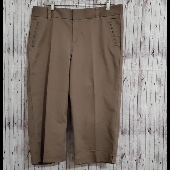 Dockers Pants - DOCKERS tan brown capri length pants side slits 16 Tall